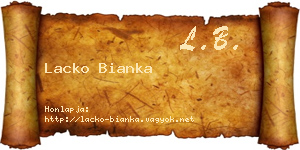 Lacko Bianka névjegykártya